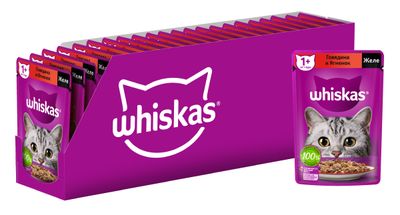 Влажный корм Whiskas для кошек, желе с говядиной и ягненком, 28х75г