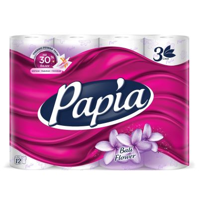 Бумага туалетная Papia Цветы Бали 3сл.х 12рул.