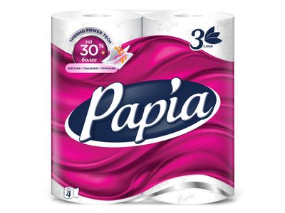 Туалетная бумага Papia 3 слоя, 4 рулона*14