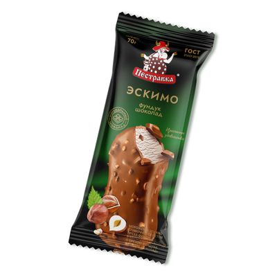 Мороженое ПЕСТРАВКА эскимо фундук в мол.шок. 24*70г (Э25)