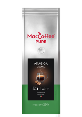 Кофе MacCoffee PURE Arabica Crema жаренный в зернах пак 250