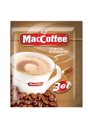 Напиток кофейный растворимый MacCoffee 3 в 1 карамель м/у 25х20х18г