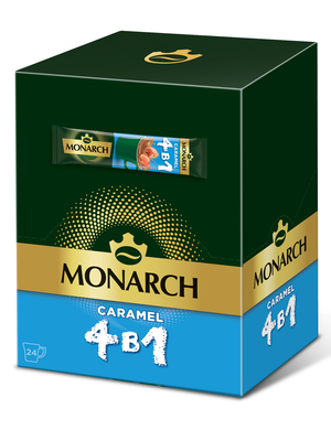 Напиток кофейный Monarch Карамель 4в1 натуральный растворимый сублимированный  24шт*10бл*13,5