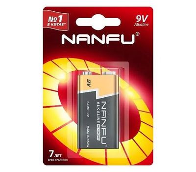 Батарейка Nanfu Щелочная блистер 9V 6LR61 1B 1шт