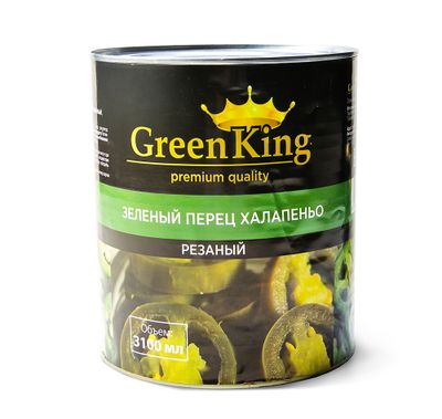 Перец ХАЛАПЕНЬО Green King резаный острый 3000 г (вес продукта 1560 г) ж/б, Египет