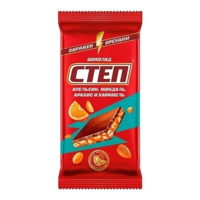 Шоколад Славянка Степ молоч.с начинкой миндаль, апельсин, арахис, карамель 80 гр.(15)