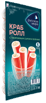 Палочки крабовые Русское море Краб-ролл имит с сыром и зеленью пастер охл 180