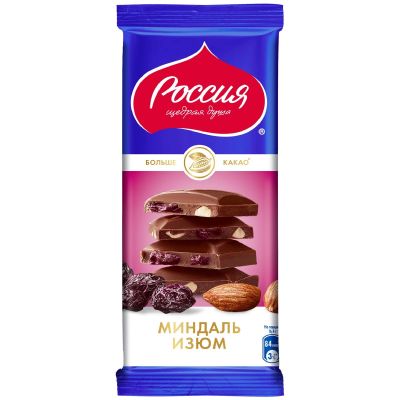 Шоколад Россия щедрая душа молоч. минд/изюм. 21*75г