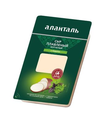 Сыр Аланталь плавленный копченый с травами, 40%, слайсы 150г