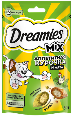 Лакомство для кошек Dreamies курица и мята 60г