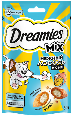 Лакомство для кошек Dreamies с лососем и сыром 60г