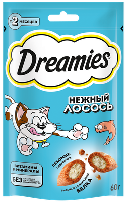 Лакомство для кошек Dreamies с лососем 8×60г