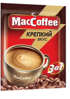Кофейный напиток MacCoffee Крепкий 3 в 1 растворимый, м/у 18г*50шт*10 лента