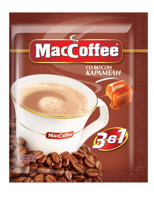Коф.напиток MacCoffee 3 в 1 раствор, КАРАМЕЛь, м/у 18г*25шт*10