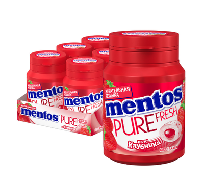 Жевательная резинка Mentos Pure Fresh клубника 54г