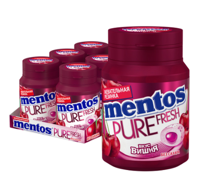Жевательная резинка Mentos Pure Fresh Вишня, банка, 54г