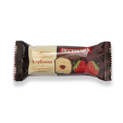 Сырок творожный глазированный Пестравка с Клубникой 23 % флоу-пак 40 гр.