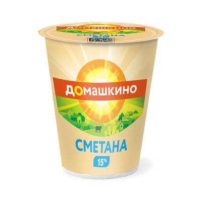 Сметана Село Домашкино 15% 300г стакан