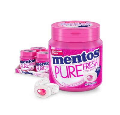 Жевательная резинка Mentos Pure Fresh Тутти-Фрутти, банка, 100г