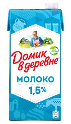 Молоко 1,5% Домик в деревне ультрапастеризованное, 0,95л