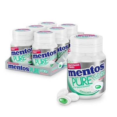 Жевательная резинка Mentos Pure White Нежная мята, 54г