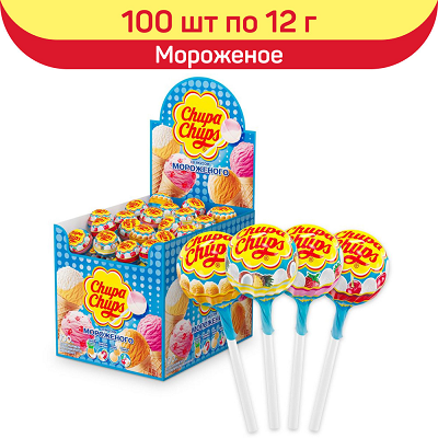 Карамель Chupa Chups Со вкусом мороженого, 12г, 100шт