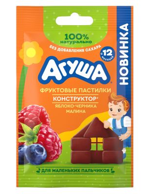 Пастилки фруктовые Агуша Яблоко-Черника-Малина, сашет, 12г