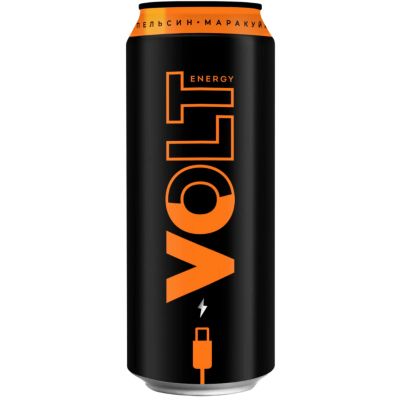 Энергетический газированный напиток VOLT ENERGY безалкогольный со вкусом апельсина и маракуйи ж/б 0,45*24
