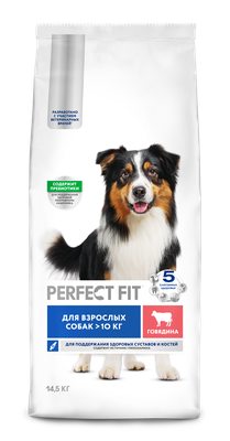Сухой полнорационный корм PERFECT FIT™ с говядиной, для взрослых собак средних и крупных пород «Для