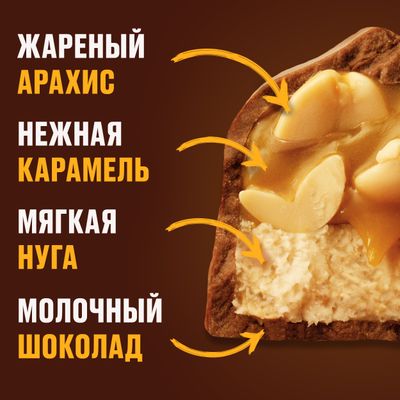 Шоколадный батончик Snickers с карамелью, арахисом и нугой, 50,5 г