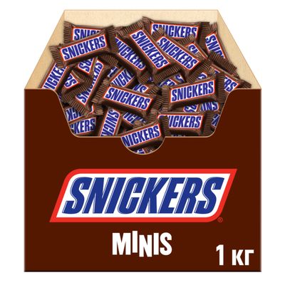 Шоколадные конфеты Snickers minis с карамелью, арахисом и нугой, 1 кг