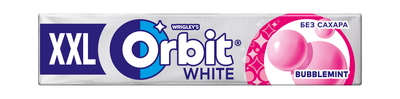 Жевательная резинка Orbit White XXL Bubblemint без сахара, 19 г