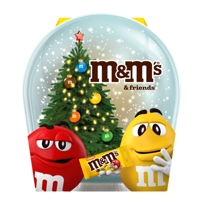 Сладкий подарок M&M'S и друзья Снежный шар на Новый Год, набор конфет M&M's, Mars, Twix, Milky Way, Skittles, 148г
