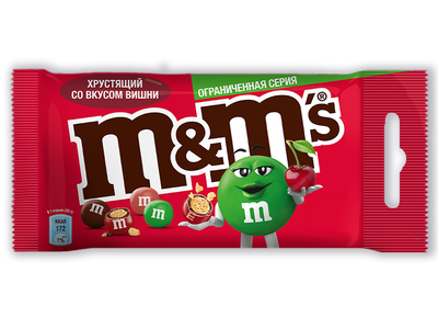 Конфеты M&M'S Хрустящий со вкусом вишни, драже с хрустящим центром, 36 г