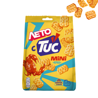 СНЕК ТУК МИНИ TUC MINI СОЛЕНЫЙ КРЕКЕР СО ВКУСОМ КРАБА. 110г