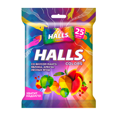 КАРАМЕЛЬ ЛЕДЕНЦОВАЯ HALLS COLORS АССОРТИ 69,25г Х 20шт.