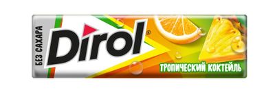 DIROL Тропический Коктейль - жевательная резинка без сахара со вкусом тропических фруктов, 13.6г