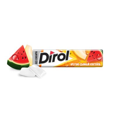 Жевательная резинка DIROL Арбузно-Дынный Коктейль без сахара с арбузно-дынным вкусом, 13.6г