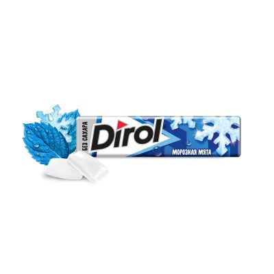 Жевательная резинка DIROL Морозная Мята без сахара с мятным вкусом, 13.6г