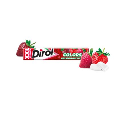DIROL COLORS (КОЛОРС) XXL МИКС КЛУБНИЧНЫХ ВКУСОВ – ЖЕВАТЕЛЬНАЯ РЕЗИНКА БЕЗ САХАРА АРОМАТИЗИРОВАННАЯ 19г