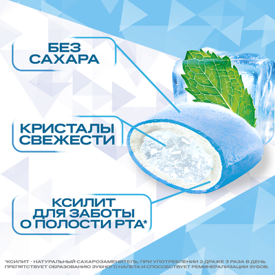 DIROL X-Fresh Мятный Лед жевательная резинка без сахара со вкусом перечной мяты 8х12х16г