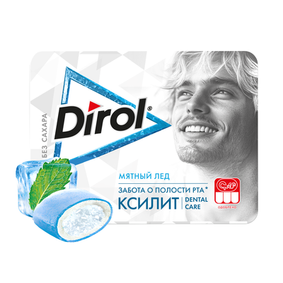 DIROL X-Fresh Мятный Лед жевательная резинка без сахара со вкусом перечной мяты 8х12х16г