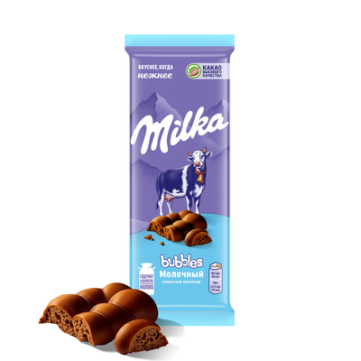 Шоколад молочный пористый "Milka Bubbles", 72г