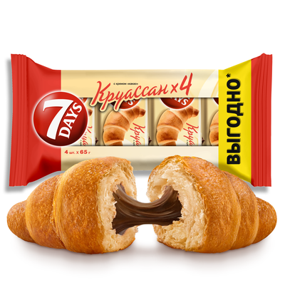 Круассан 7DAYS с кремом "какао" 3+1 (65 г х 4 шт)