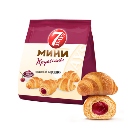 Мини круассаны 7DAYS c начинкой "черешня" 265 г