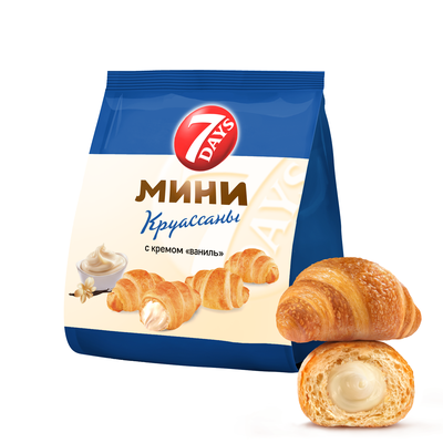 Мини круассаны 7DAYS с кремом со вкусом "ваниль" 176 г х 12