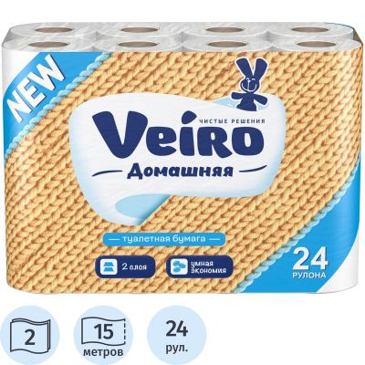 Бумага туалетная VEIRO 24шт 2сл Домашняя