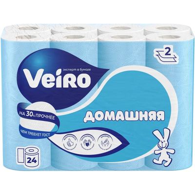 Бумага туалетная VEIRO 24шт 2сл Домашняя