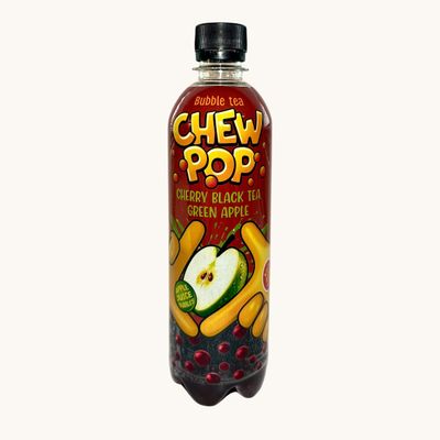 Напиток безалкогольный CHEWPOP черный чай вишня зеленое яблоко 0,5л