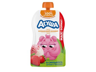 Пюре Агуша фруктово-молочное Клубничный пломбир 160г